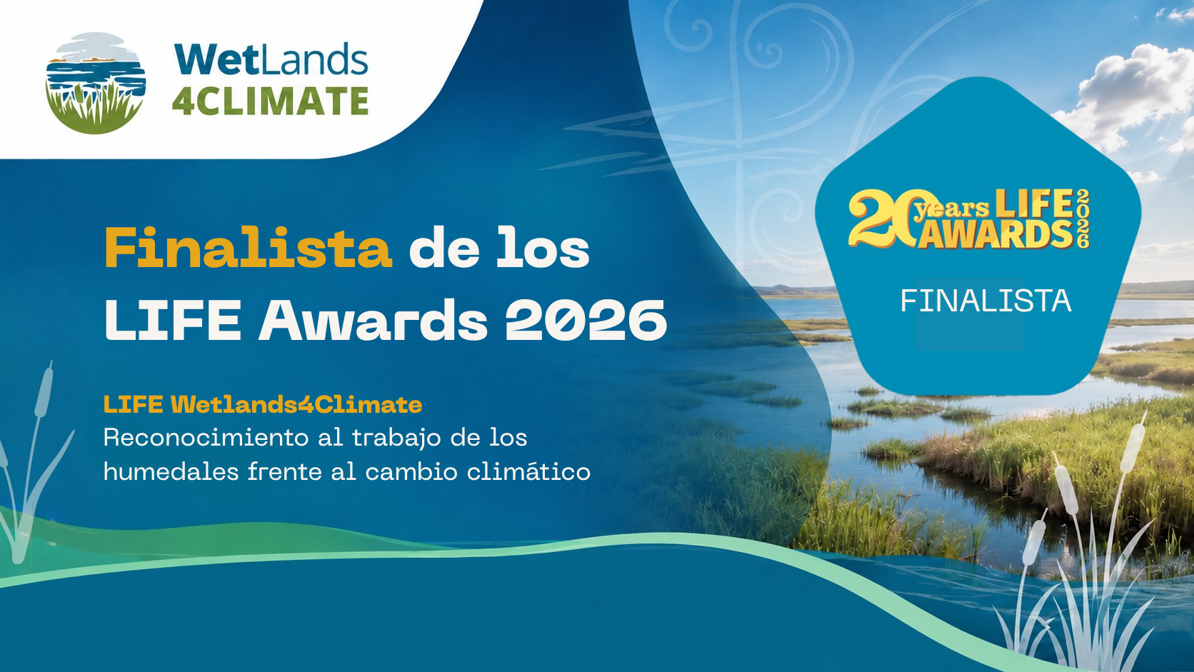 LIFE  Wetlands4Climate finalista de los LIFE Awards 2026 en la categoría de Acción Climática